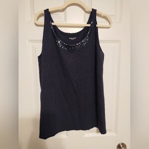 Eileen Fisher Navy Sequin Linen Tank Top